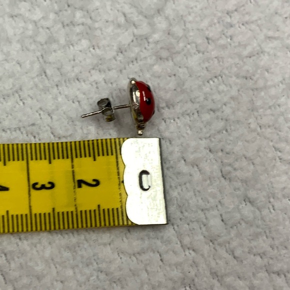 VTG Sterling Silver & Enamel Ladybug Post Earrings - Picture 2 of 7